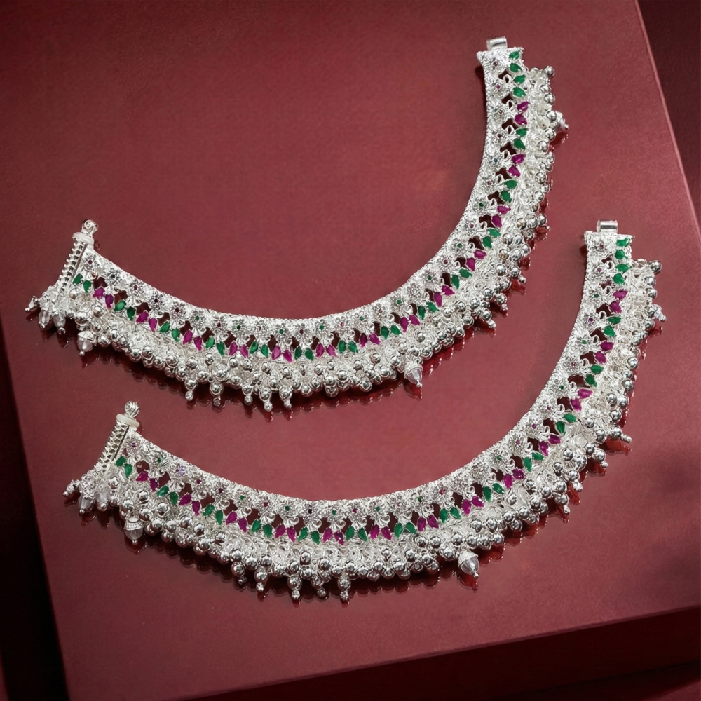 Shimmering silver with colorful charm