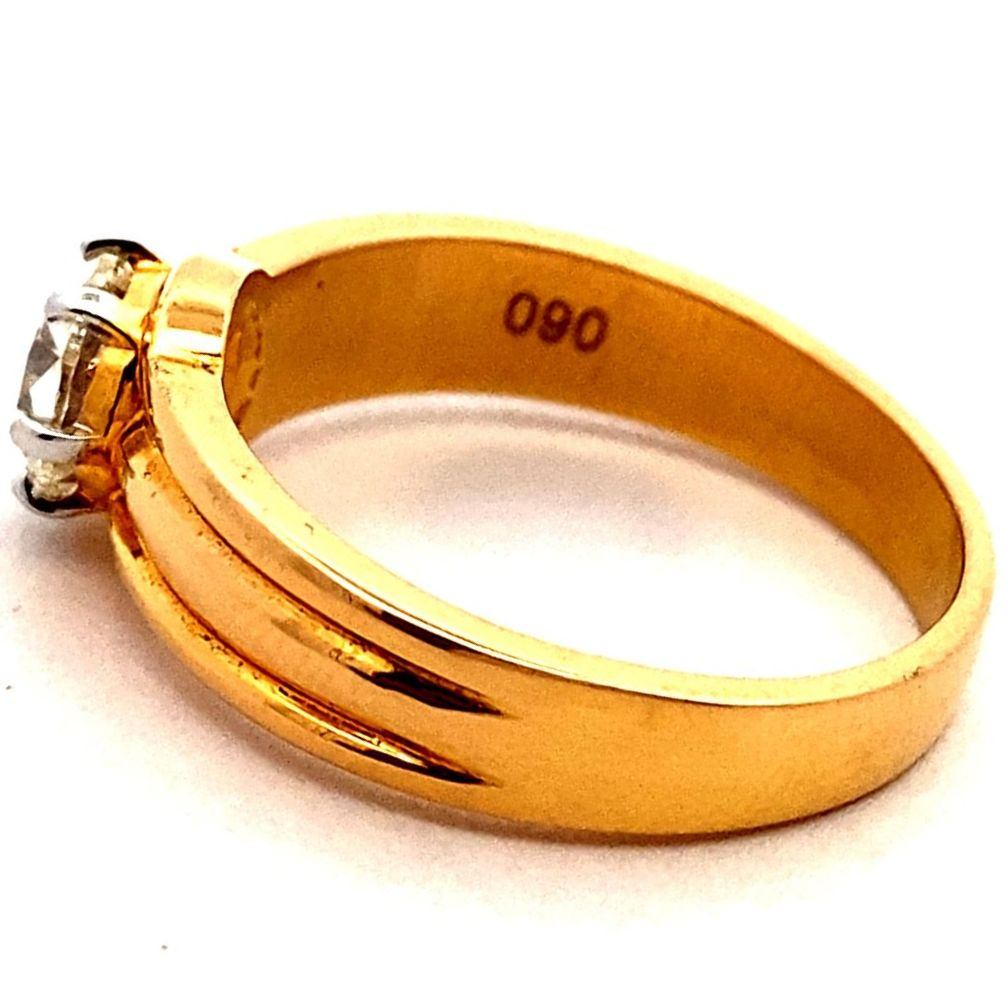 Men's Champagne & White Diamond Ring in 10K Yellow Gold