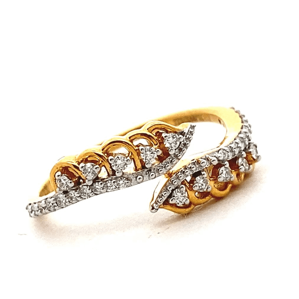 Elegant 22 Karat Yellow Gold And Diamond Studded Vanki Ring